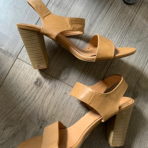 Nude Tan Ankle Heels - Picture 2 of 4